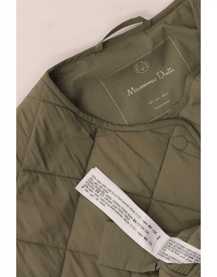Massimo Dutti Chaqueta Acolchada Mujer UK 46 Large Nylon Caqui