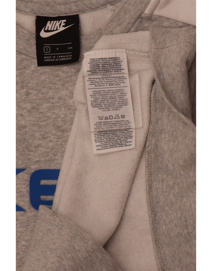 NIKE Mens Graphic Sweatshirt Jumper Small Grey Colourblock Cotton