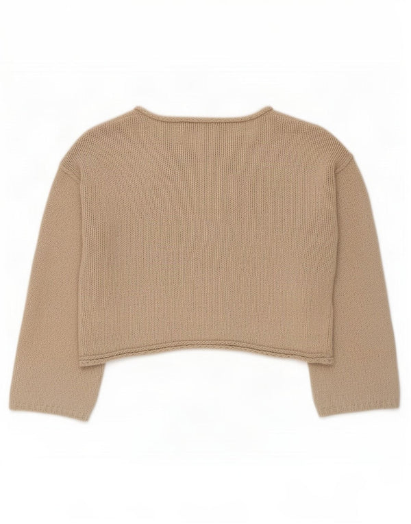 Zara Womens Crop Oversize Cardigan Pull UK 10 Petit Coton Beige