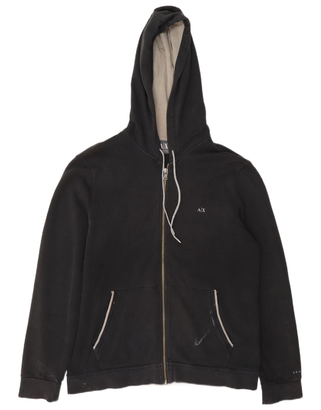 Maglione con cappuccio e zip da uomo Armani grande in cotone nero