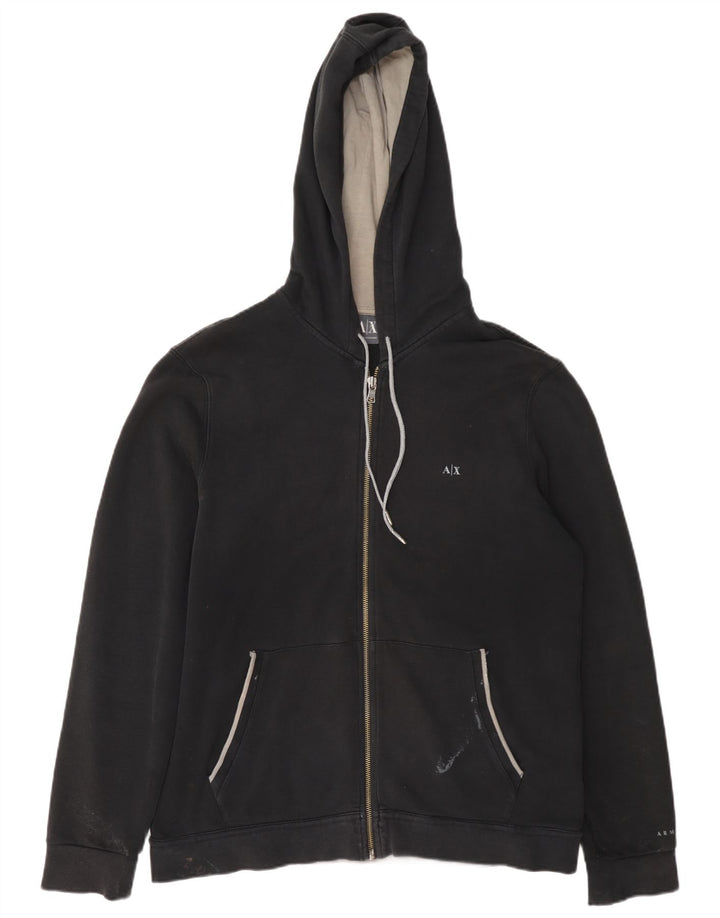 Maglione con cappuccio e zip da uomo Armani grande in cotone nero