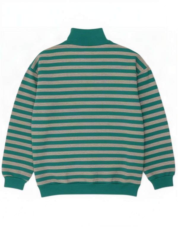 Sporting Womens Zip Neck Sweatshirt Jumper IT 44/46 Large Green Striped