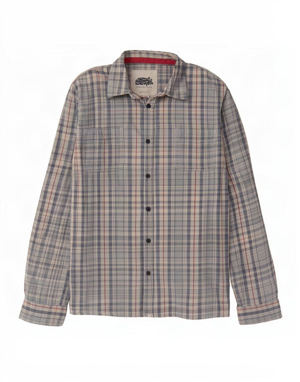 Weird Fish Herren-Flanellhemd 2XL, blau karierte Baumwolle