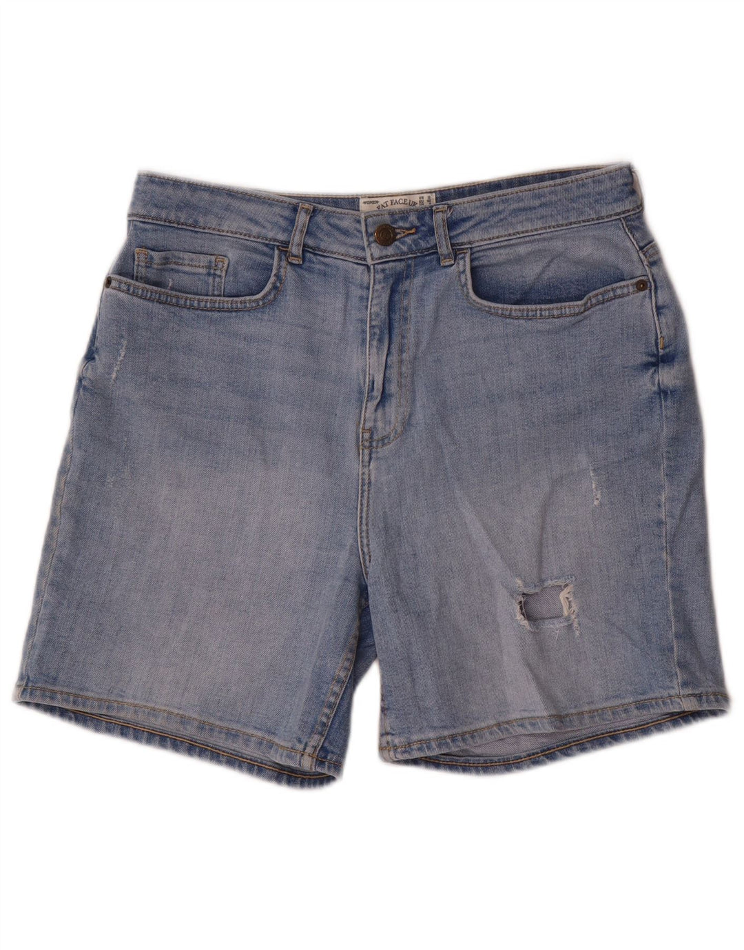 Fat Face Womens Distressed Denim Shorts UK 12 Medium W30 Blue Cotton