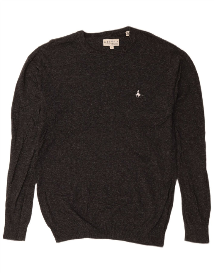 Jack Wills Pull à col rond pour homme en coton gris Taille S