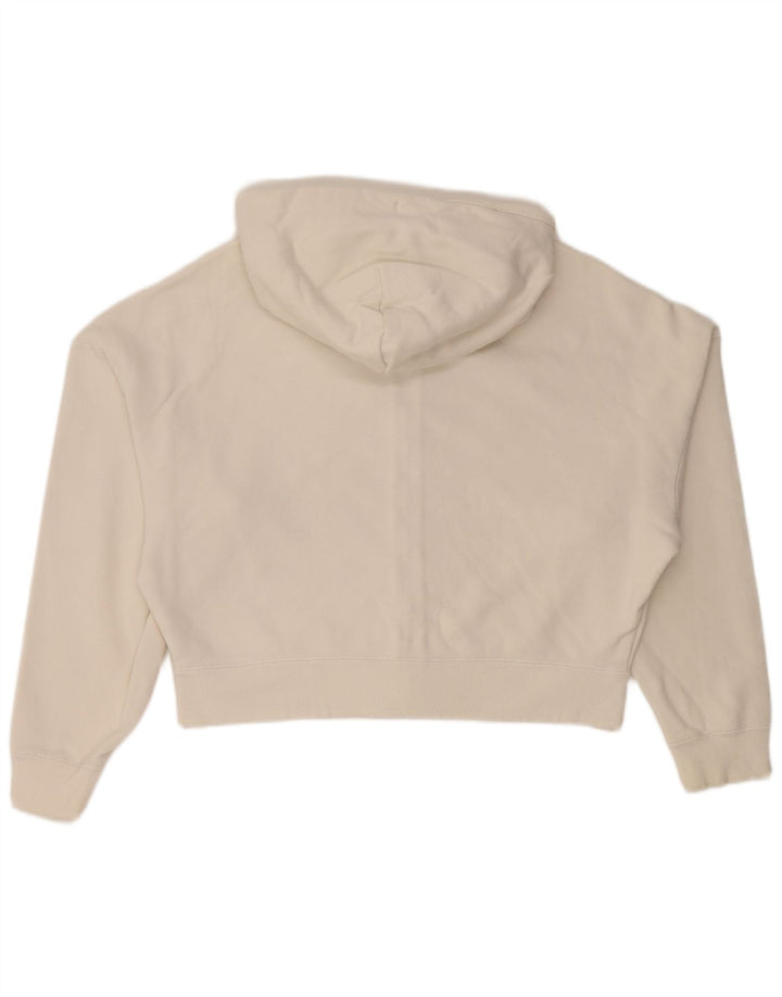 Suéter feminino PUMA com capuz e zíper oversized UK 10 pequeno algodão branco