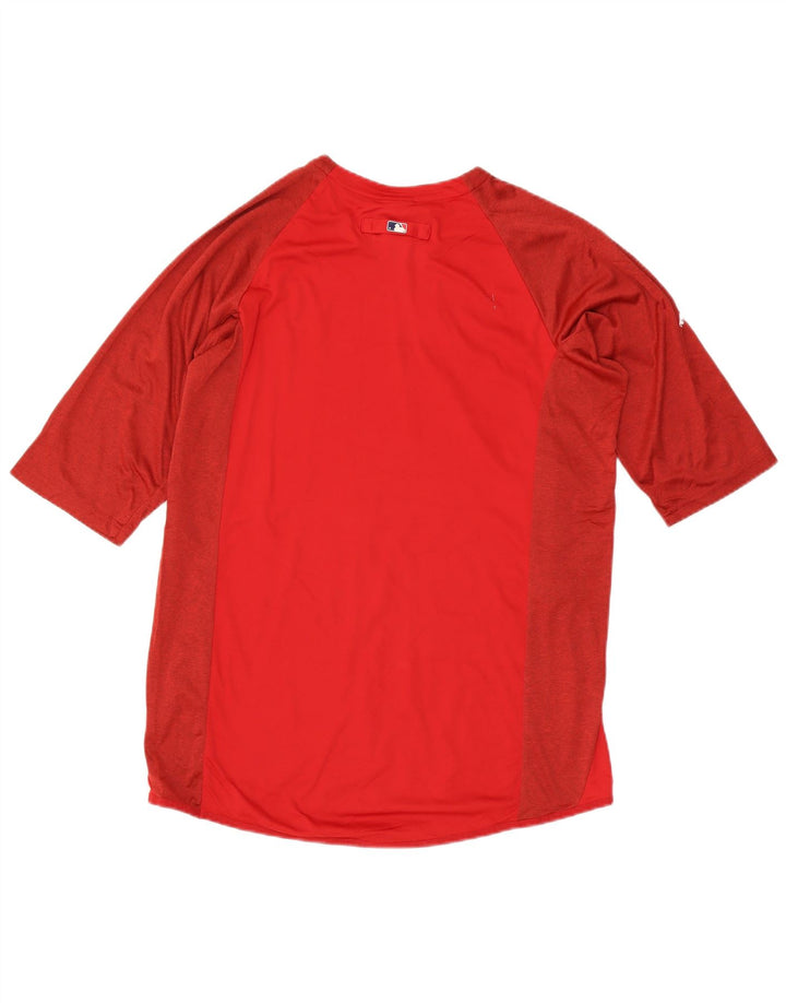 Majestic Mens T-Shirt Top Large Red Polyester Sports