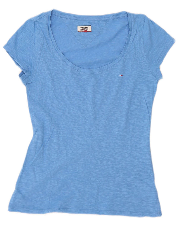 Tommy Hilfiger Womens T-Shirt Top UK 10 Small Blue Flecked Cotton