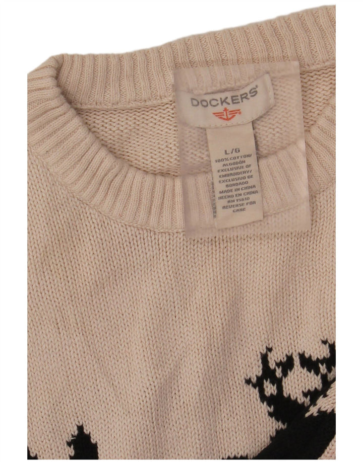 Dockers Mens Vest Tank Top Large Red Fair Isle Cotton