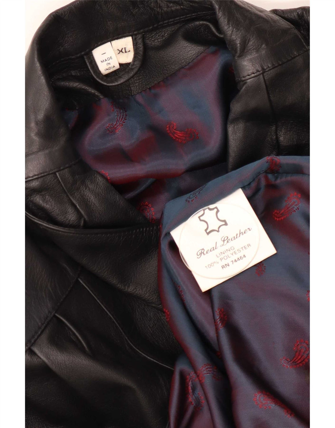 manteau en cuir femme vintage UK 18 XL Noir