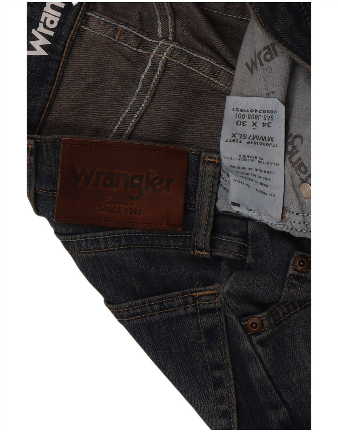 Wrangler Mens Slim Straight Jeans W34 L30 Blue Cotton