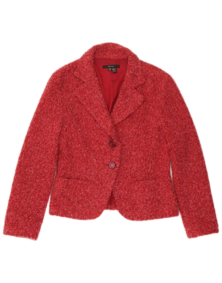 ZARA Womens 2 Button Blazer Jacket EU 42 Large Red Flecked Acrylic