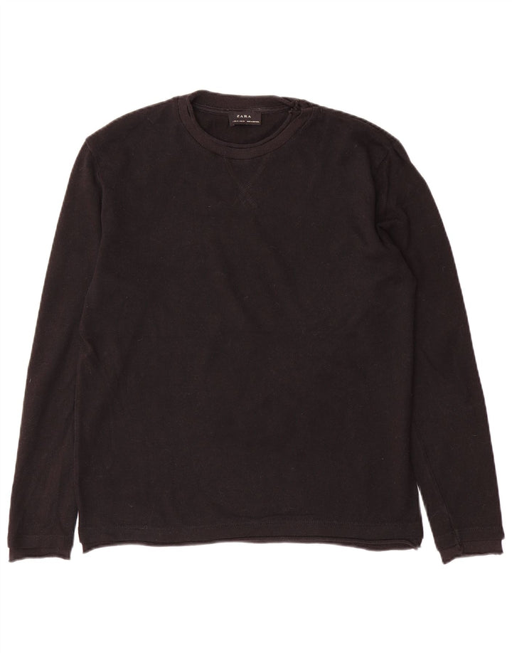 Zara Mens Crew Neck Jumper Sweater Medium Black