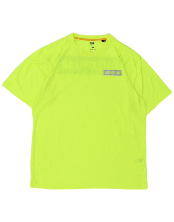 CAT Mens Graphic T-Shirt Top 3XL Green Polyester