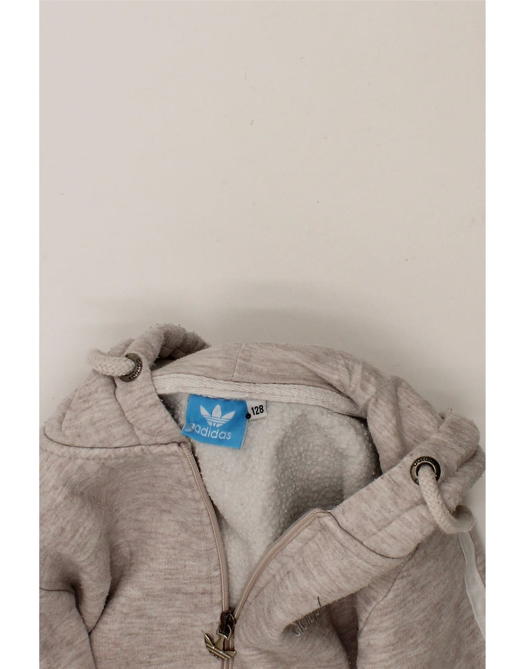 ADIDAS Girls Zip Hoodie Sweater 7-8 Years Grey Cotton Vintage Adidas and Second-Hand Adidas from Messina Hembry 