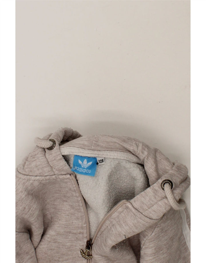 ADIDAS Girls Zip Hoodie Sweater 7-8 Years Grey Cotton Vintage Adidas and Second-Hand Adidas from Messina Hembry 