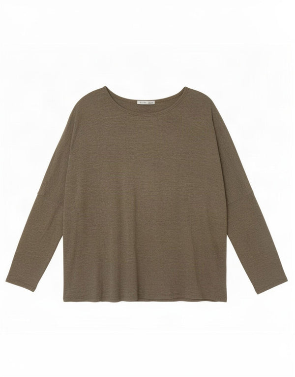 Zara Dame Oversized Top Langærmet UK 10 Small Khaki