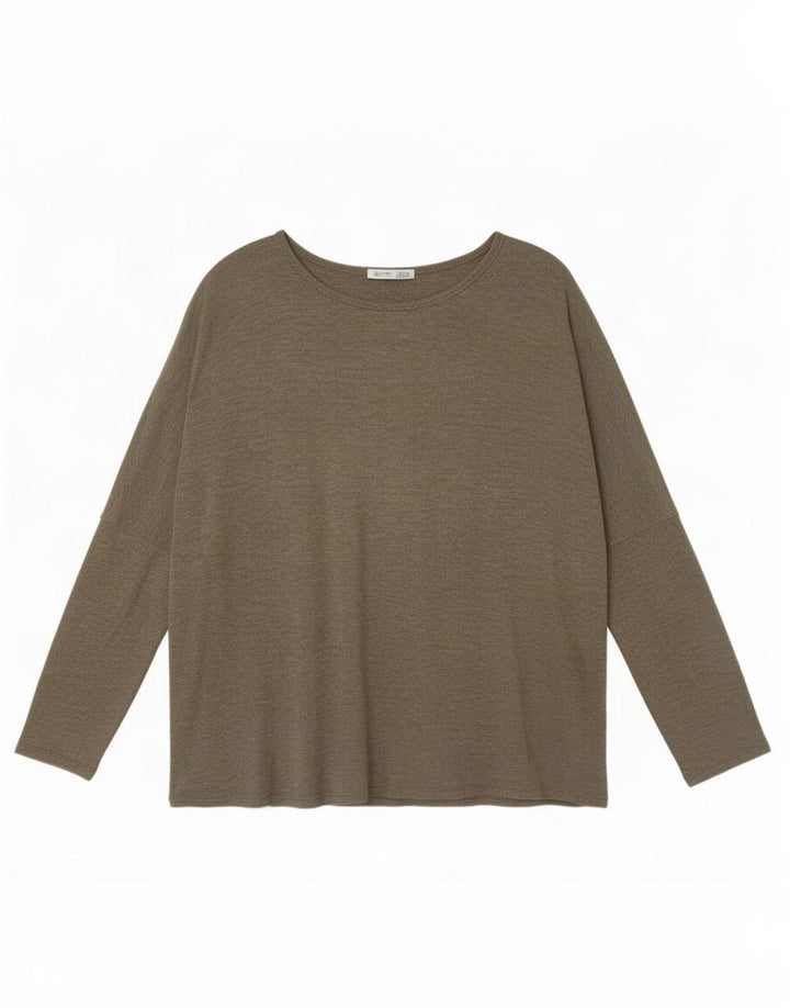 Zara Mujer Top Extragrande Manga Larga UK 10 Small Caqui