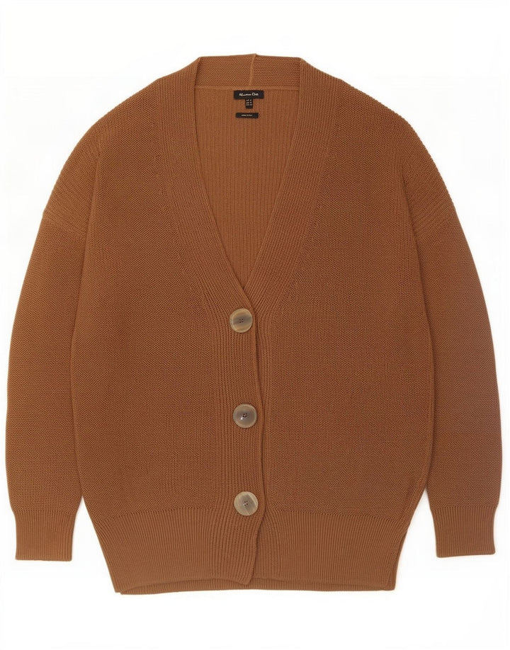 Massimo Dutti Pull cardigan long pour femme UK 14 Marron moyen Polyester
