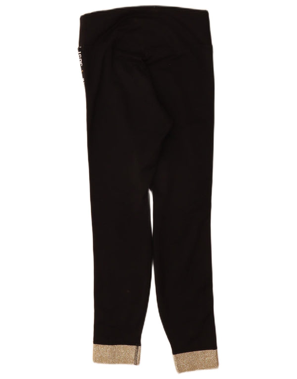 Nike Dame Dri Fit Grafiske Leggings UK 4 XS Sort Colourblock Polyester
