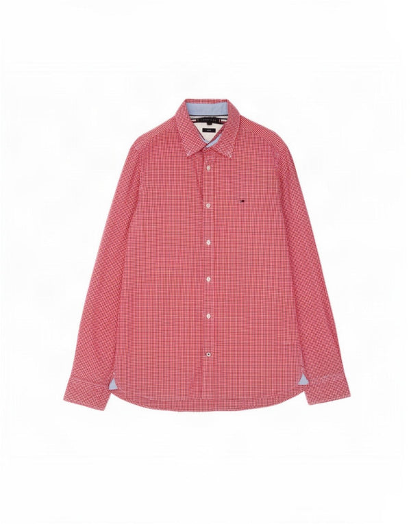 Tommy Hilfiger Chemise Slim Fit pour Homme en Coton Vichy Rouge Large