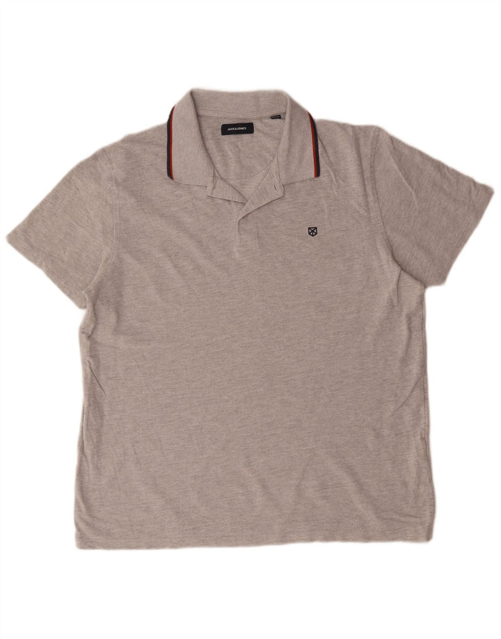 Jack & Jones Mens Polo Shirt 2XL Grey Cotton