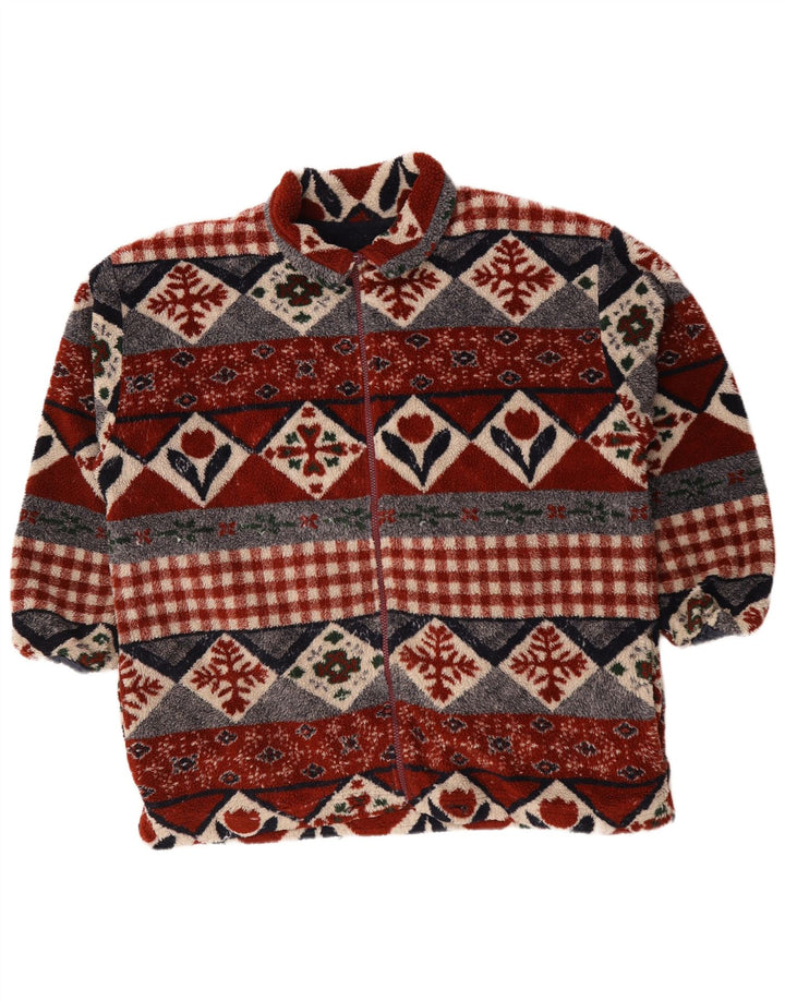 Vintage Mens Fleece Jacket UK 44 2XL Multicoloured Geometric