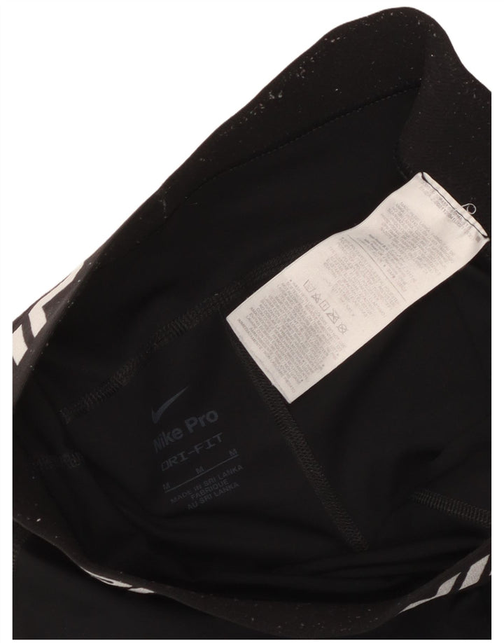 Nike Womens Dri Fit Graphic Sport Shorts UK 12 Medium Black Polyester