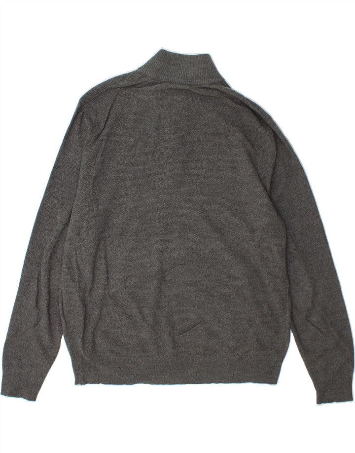 DOCKERS Mens Zip Neck Jumper Sweater Large Grey Acrylic Vintage Dockers and Second-Hand Dockers from Messina Hembry 