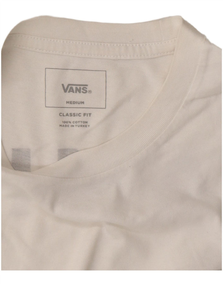 VANS Mens Classic Fit Graphic T-Shirt Top Medium White Cotton