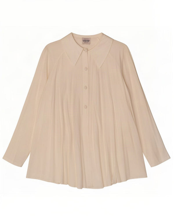 Benetton Dame Oversized Skjorte Bluse IT 44 Medium Off White Viscose