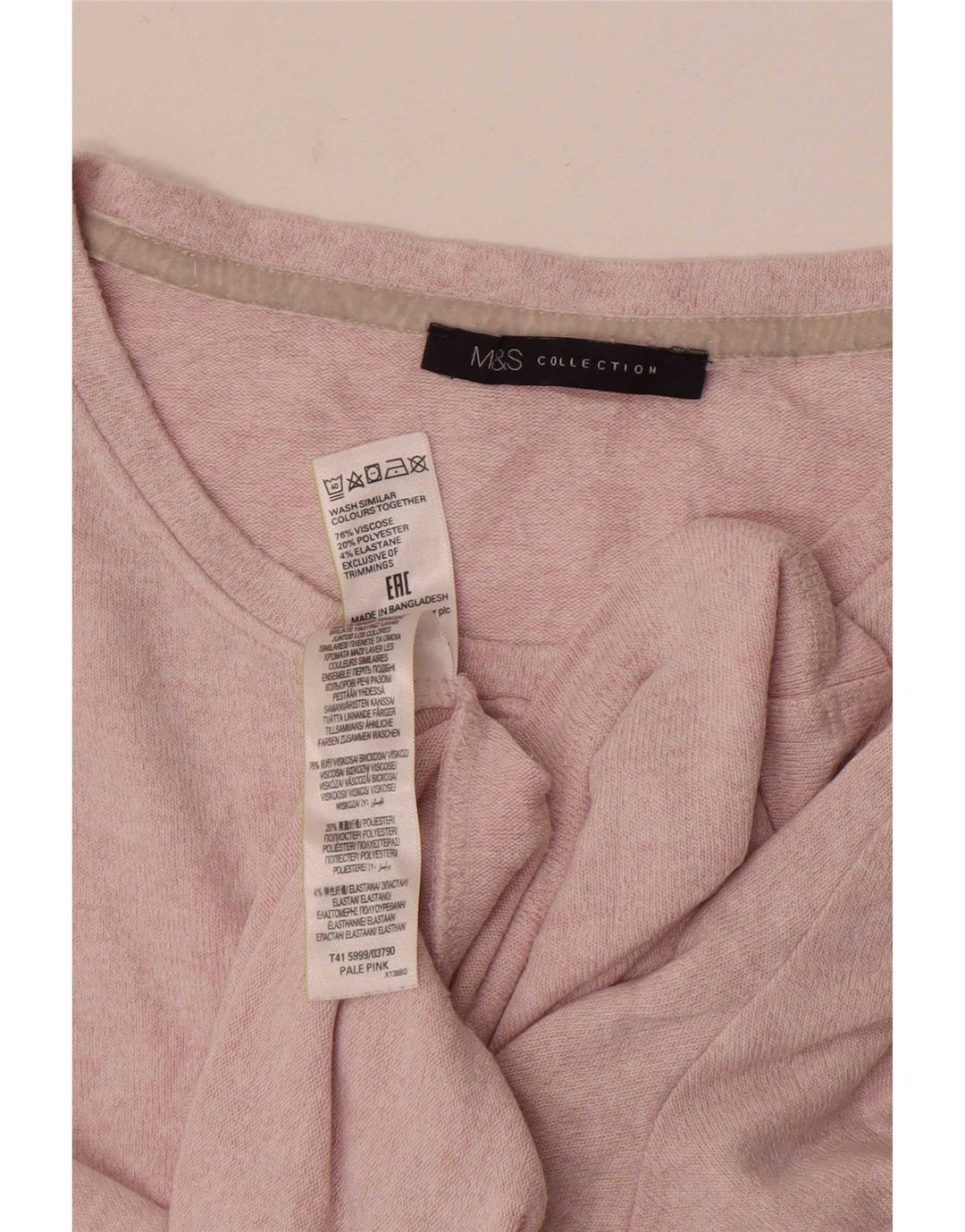 Marks & Spencer Womens T-Shirt Top UK 16 Large Pink Viscose