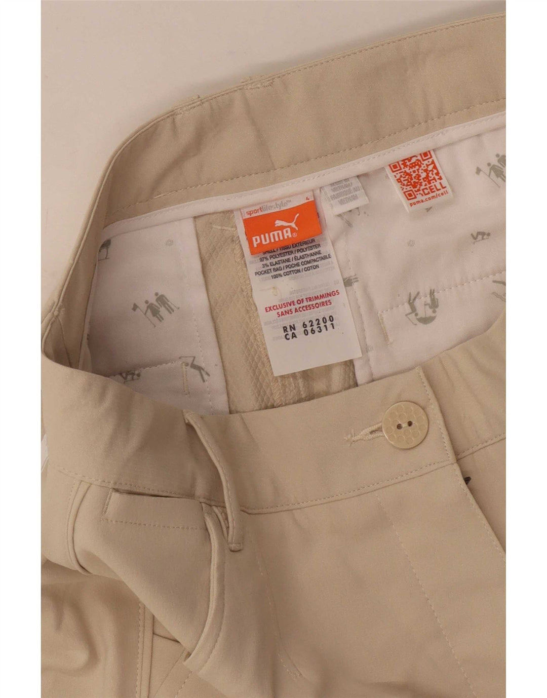 Pantalón Capri Mujer Puma W28 L20 Poliéster Beige