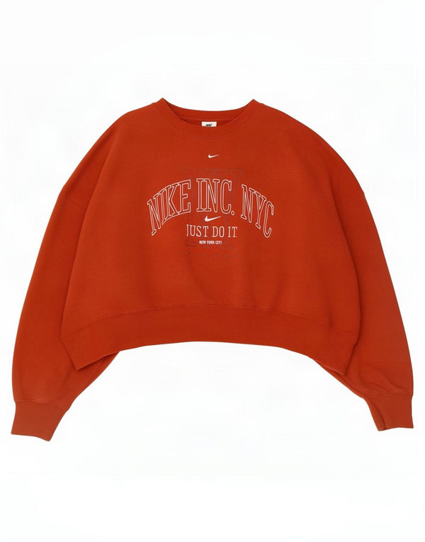 Nike Womens Crop Graphic Oversized Sweatshirt Jumper UK 16 Large Red