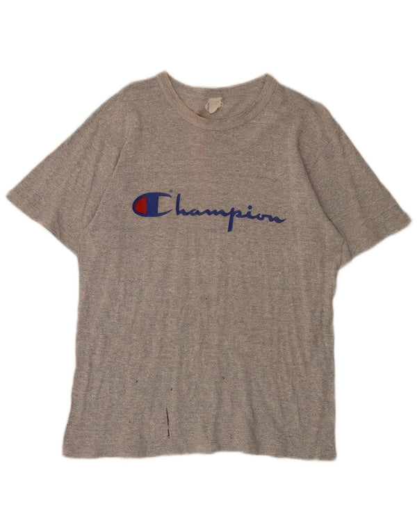 Champion Mens Graphic T-Shirt Top Medium Grey Cotton
