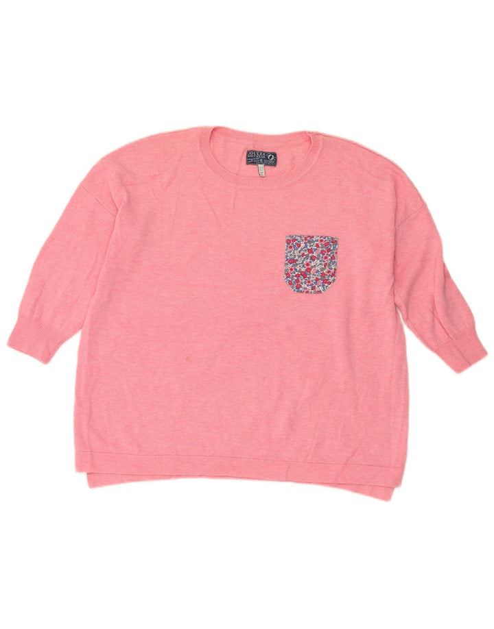 Joules Maglione maglione girocollo oversize da donna UK 14 Large Rosa Poliammide
