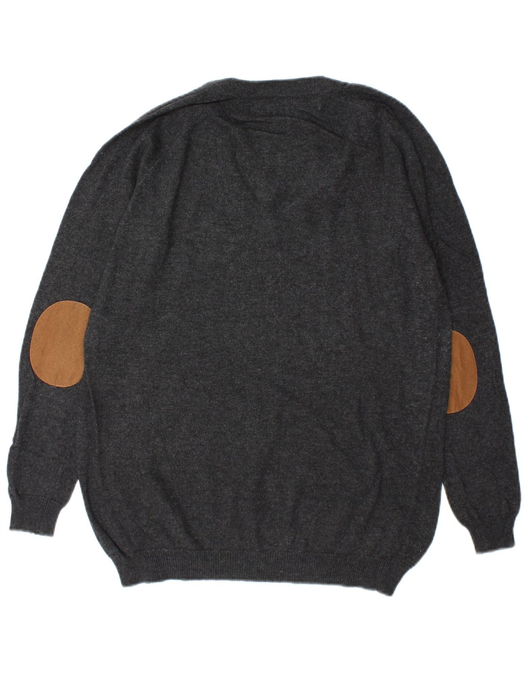 Zara Mens V-Neck Jumper Sweater Small Grey Cotton