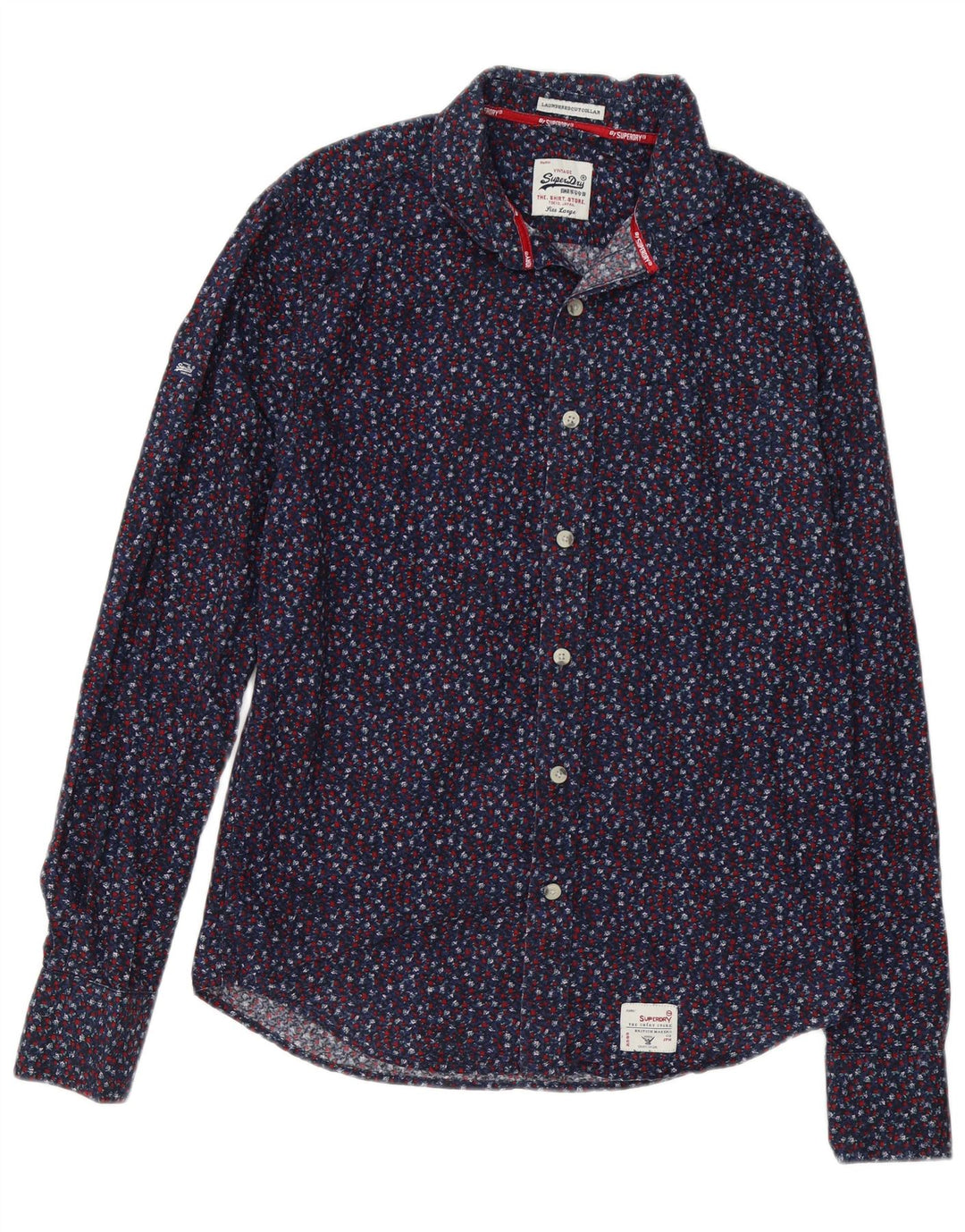 SUPERDRY Mens Shirt Large Navy Blue Floral
