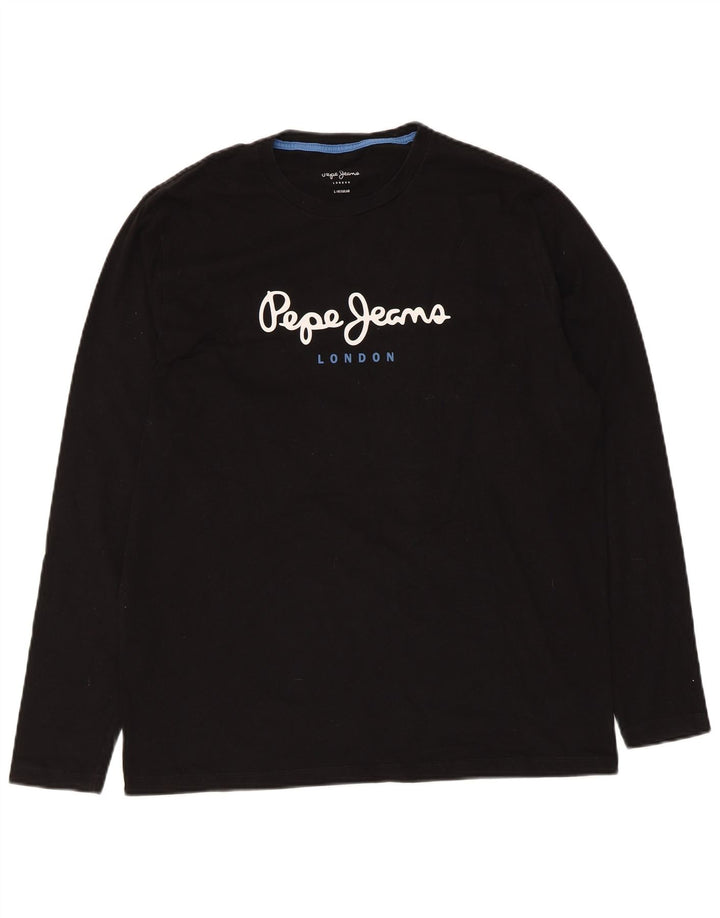 PEPE Jeans Herren Regular Graphic Top Langarm Large Schwarz