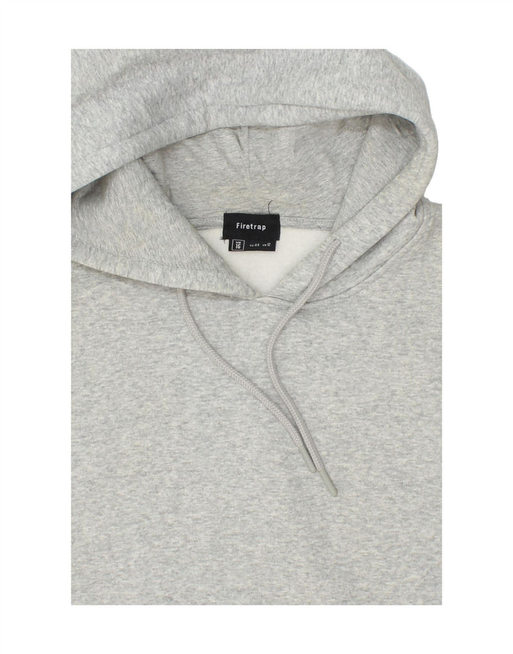 FIRETRAP Womens Oversized Hoodie Jumper UK 16 Large  Grey Cotton Vintage Firetrap and Second-Hand Firetrap from Messina Hembry 