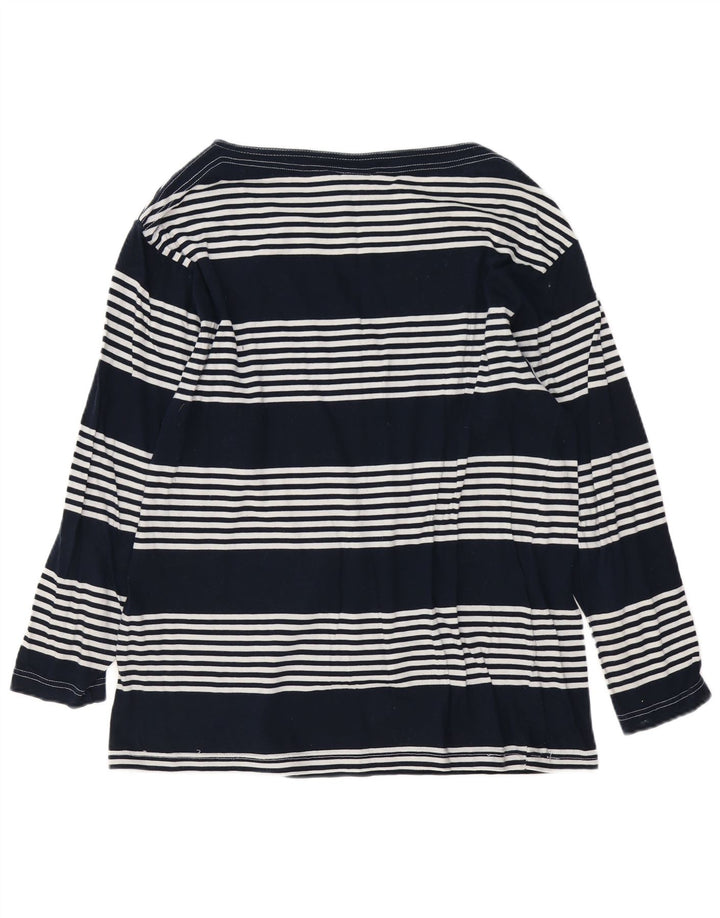 Trussardi Jeans Womens Graphic Top Long Sleeve UK 14 Medium Navy Blue