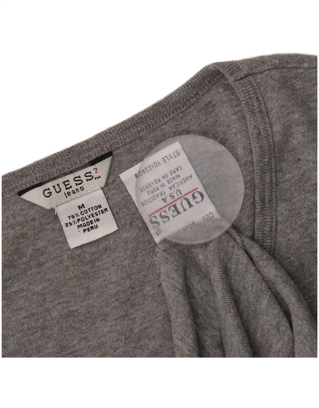 Guess Womens Crop Top Langærmet UK 12 Medium Grey Bomuld