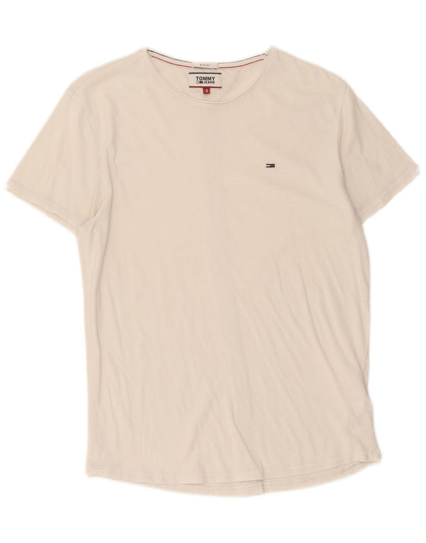 Tommy Hilfiger Mens Slim Fit Camiseta Top Pequeno Algodão Branco