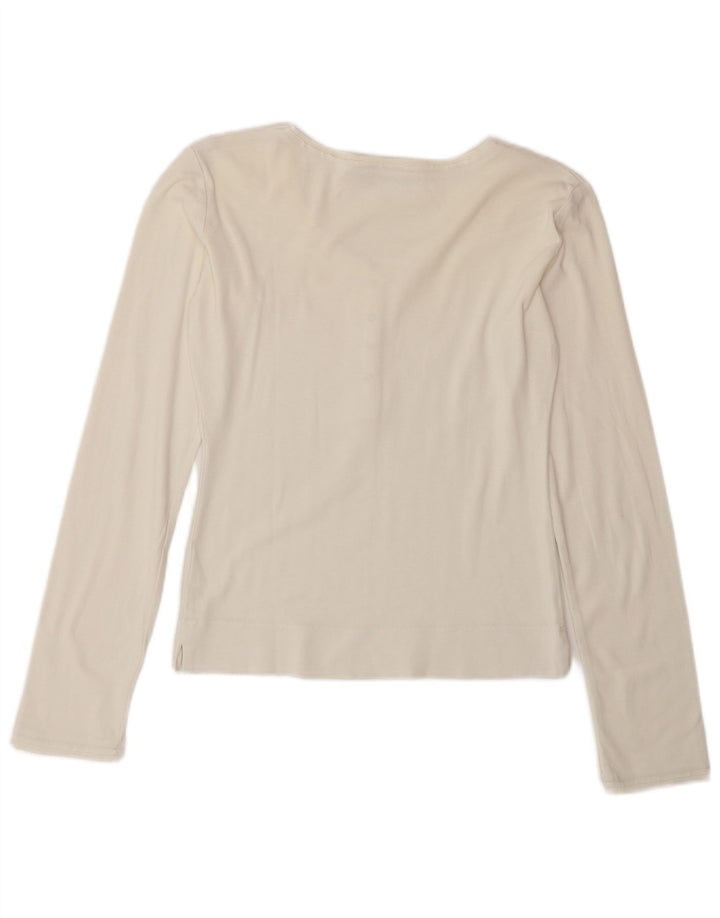 Gas Dame Top Langærmet UK 12 Medium Off White Bomuld