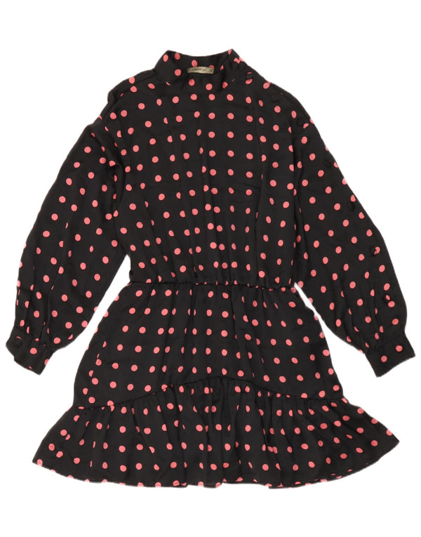 Abito a trapezio con tutina corta da donna a maniche lunghe Zara UK 14 a pois neri medi