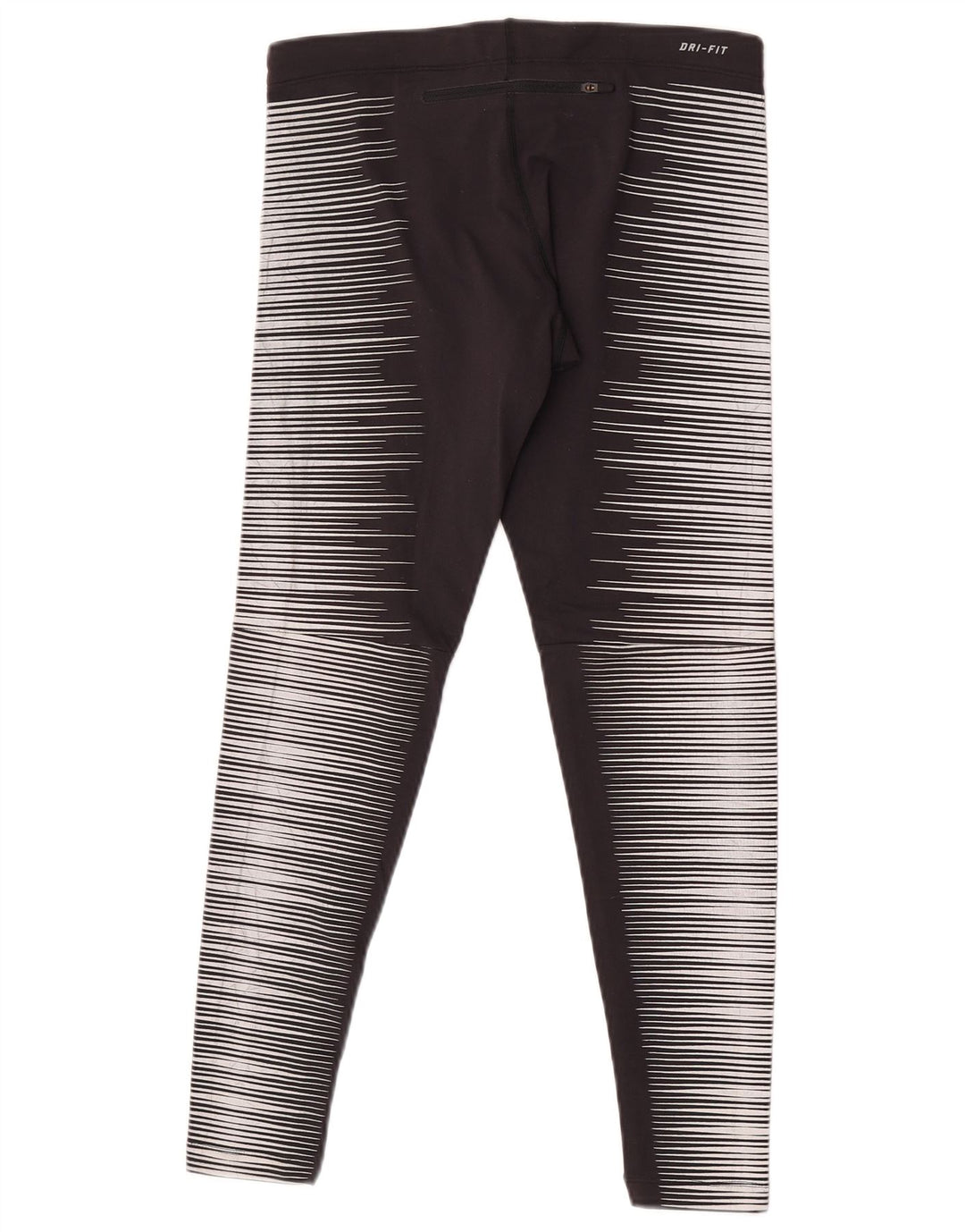 Nike Womens Dri Fit Leggings UK 12 Medium  Black Striped Nylon