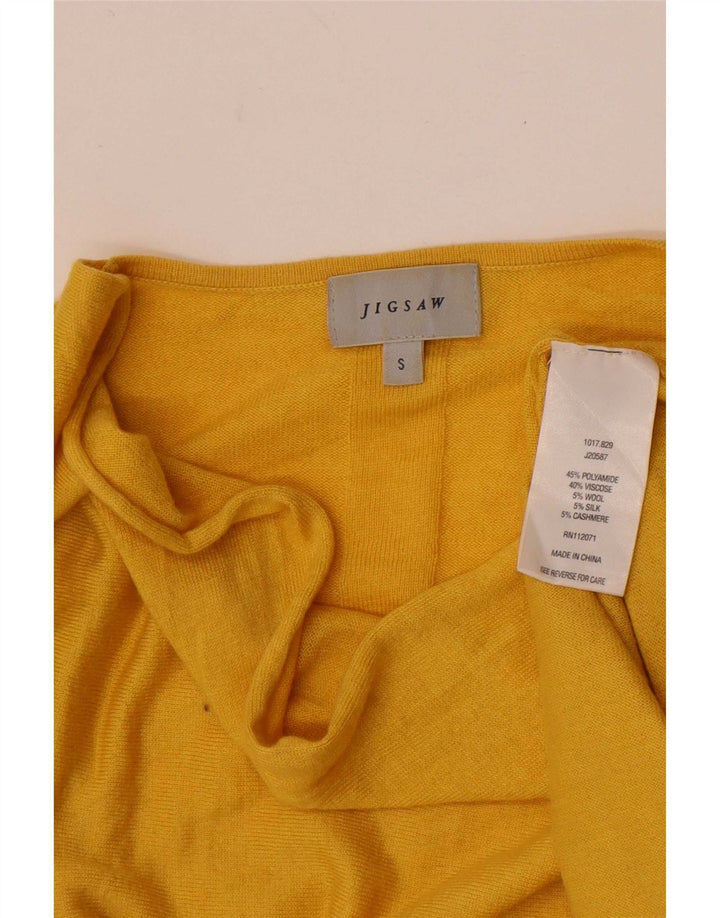 Jigsaw Top da donna a maniche lunghe UK 10 Small Giallo Poliammide