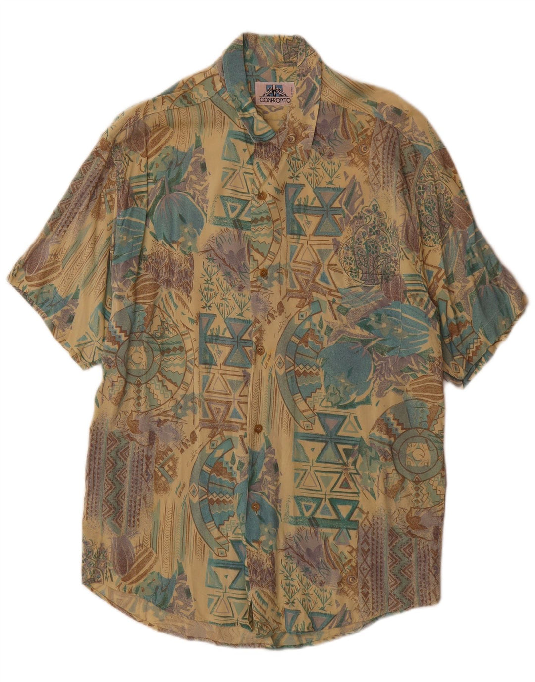 Chemise à manches courtes Vintage pour hommes, grande chemise géométrique multicolore