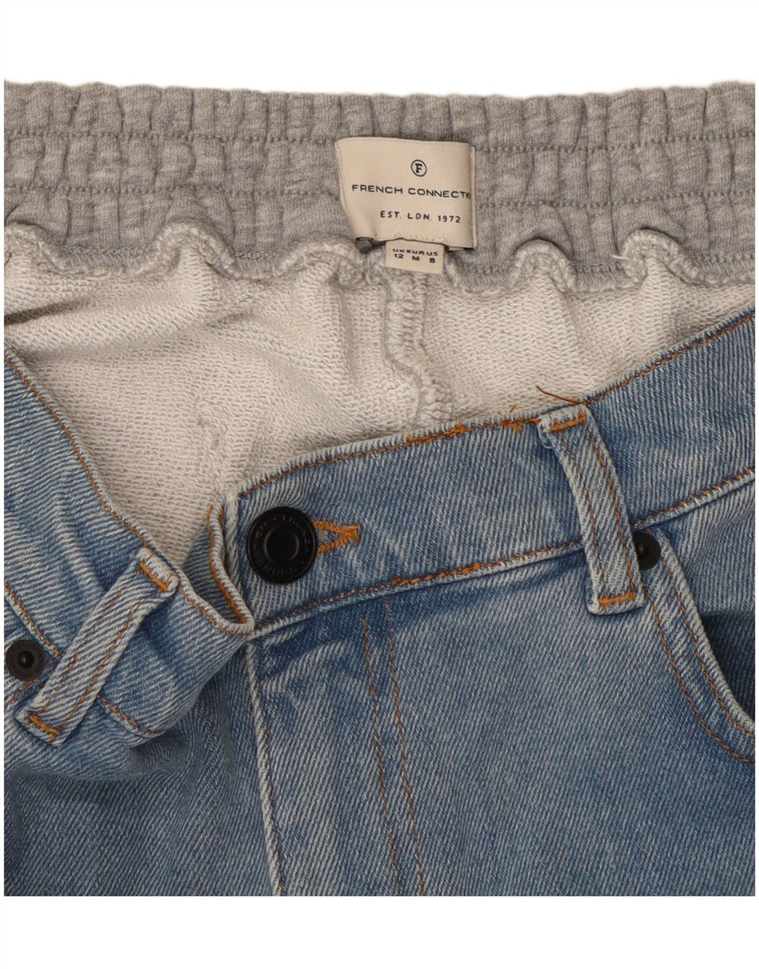 FRENCH CONNECTION Womens Slim Jeans UK 12 Medium W30 L28 Blue Colourblock