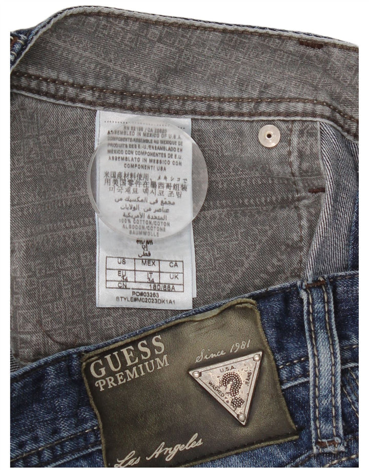 Guess Mens Straight Jeans W34 L34 Blue Cotton